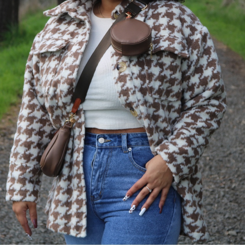 Brown houndstooth coat